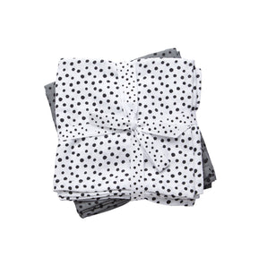 Burp cloth 2-pack - Happy dots - Grey - Front