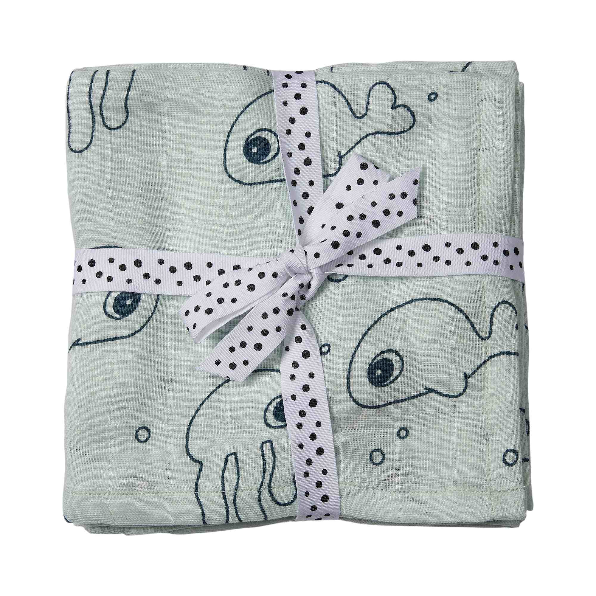 Burp cloth 2-pack - Sea friends - Blue - Front