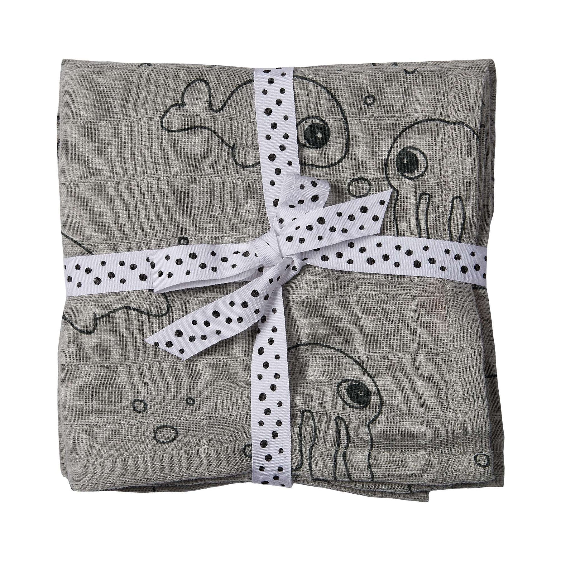 Burp cloth 2-pack - Sea friends - Grey - Front