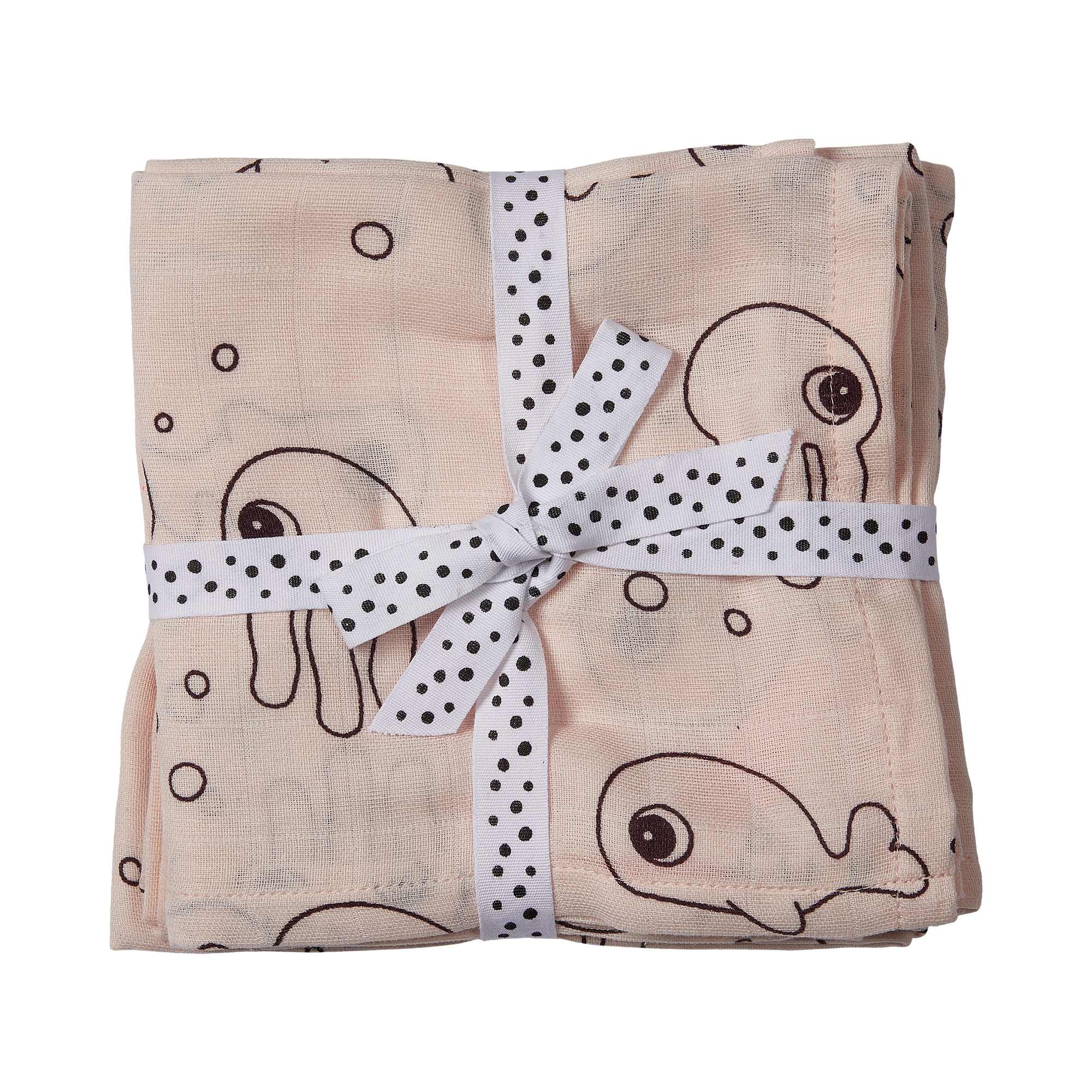 Burp cloth 2-pack - Sea friends - Powder - Front