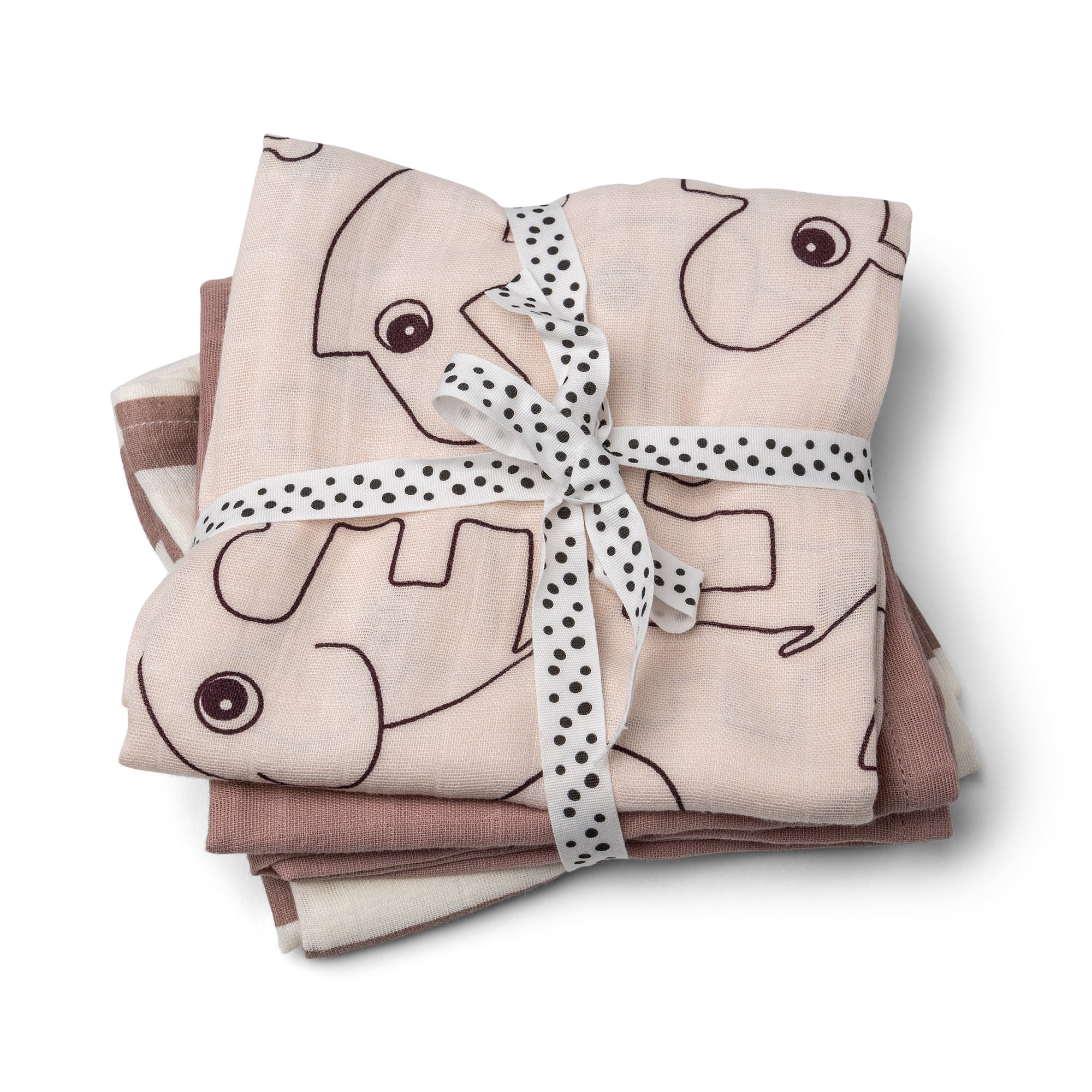 Burp cloth 3-pack - Deer friends - Powder - Front