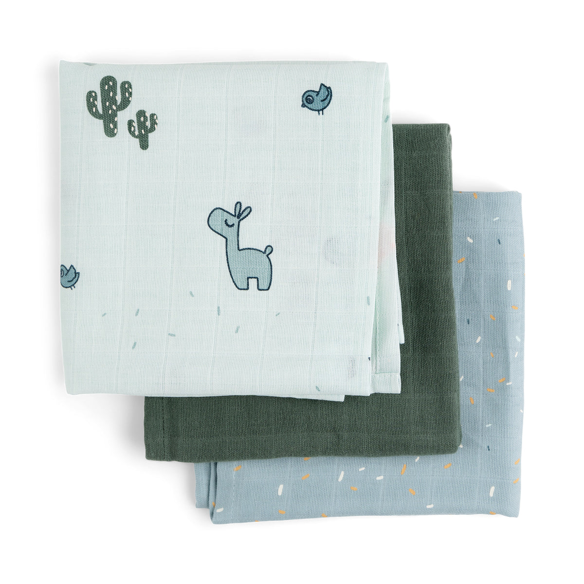 Burp cloth 3-pack - Lalee - Blue - Front