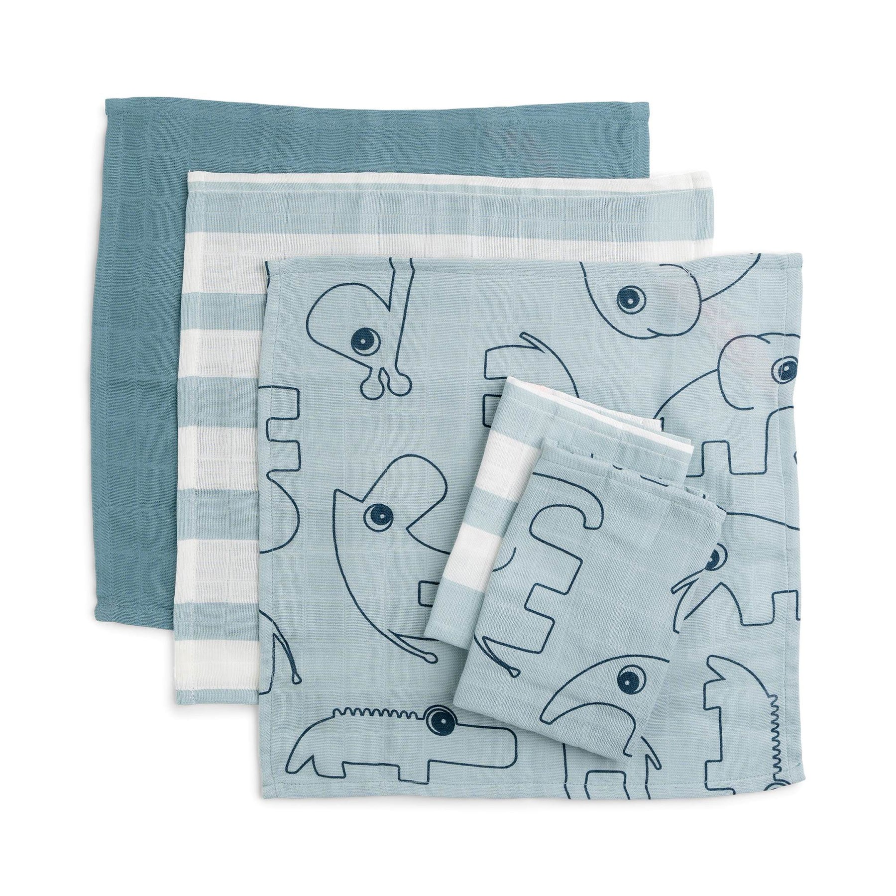Cloth wipes 5-pack - Deer friends - Blue - Front