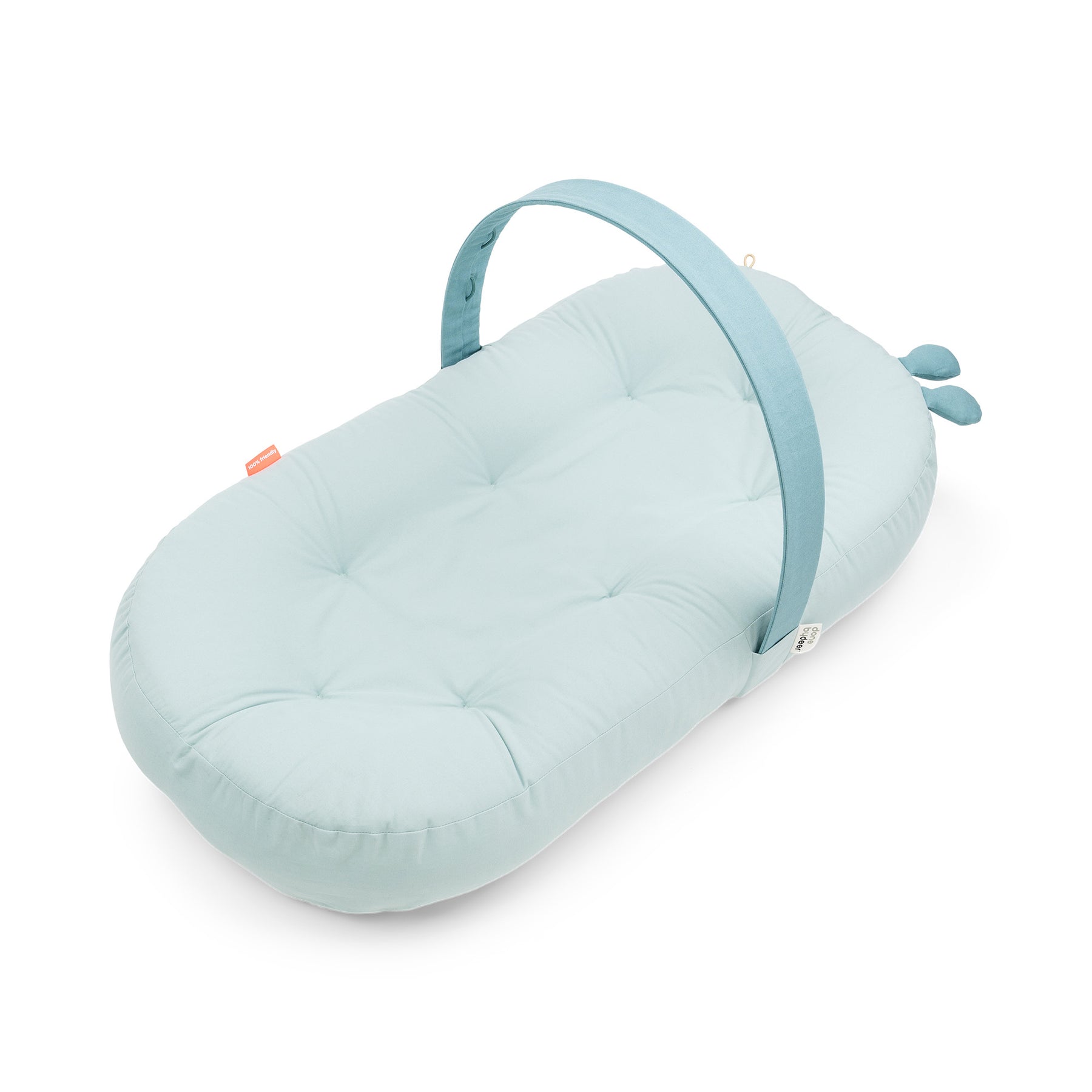 Cozy lounger with activity arch - Raffi - Blue - Front