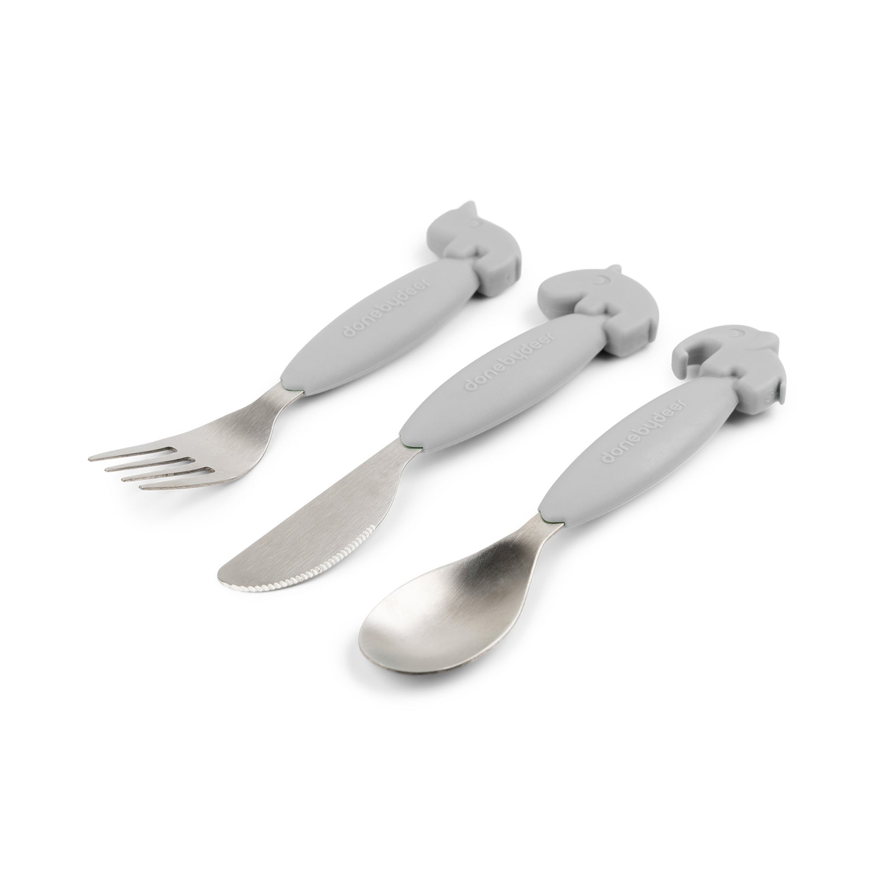 Easy-grip cutlery set - Deer friends - Grey - Front