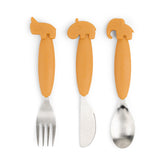 Easy-grip cutlery set - Deer friends - Mustard - Front