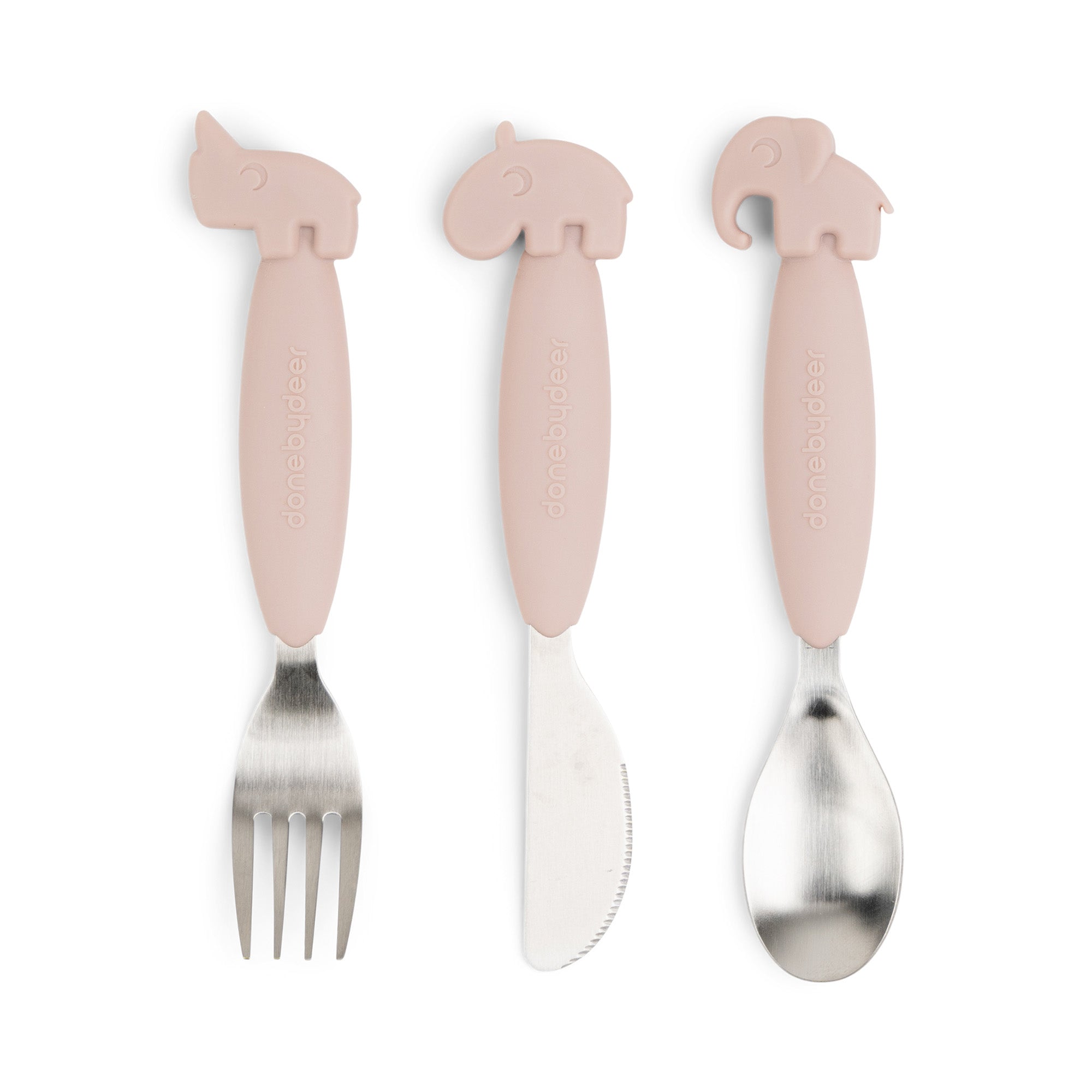 Easy-grip cutlery set - Deer friends - Powder - Front