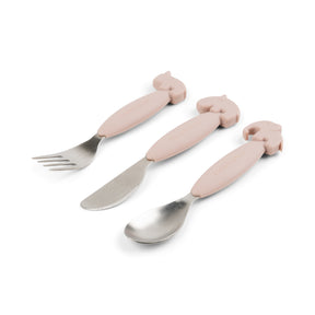 Easy-grip cutlery set - Deer friends - Powder - Front