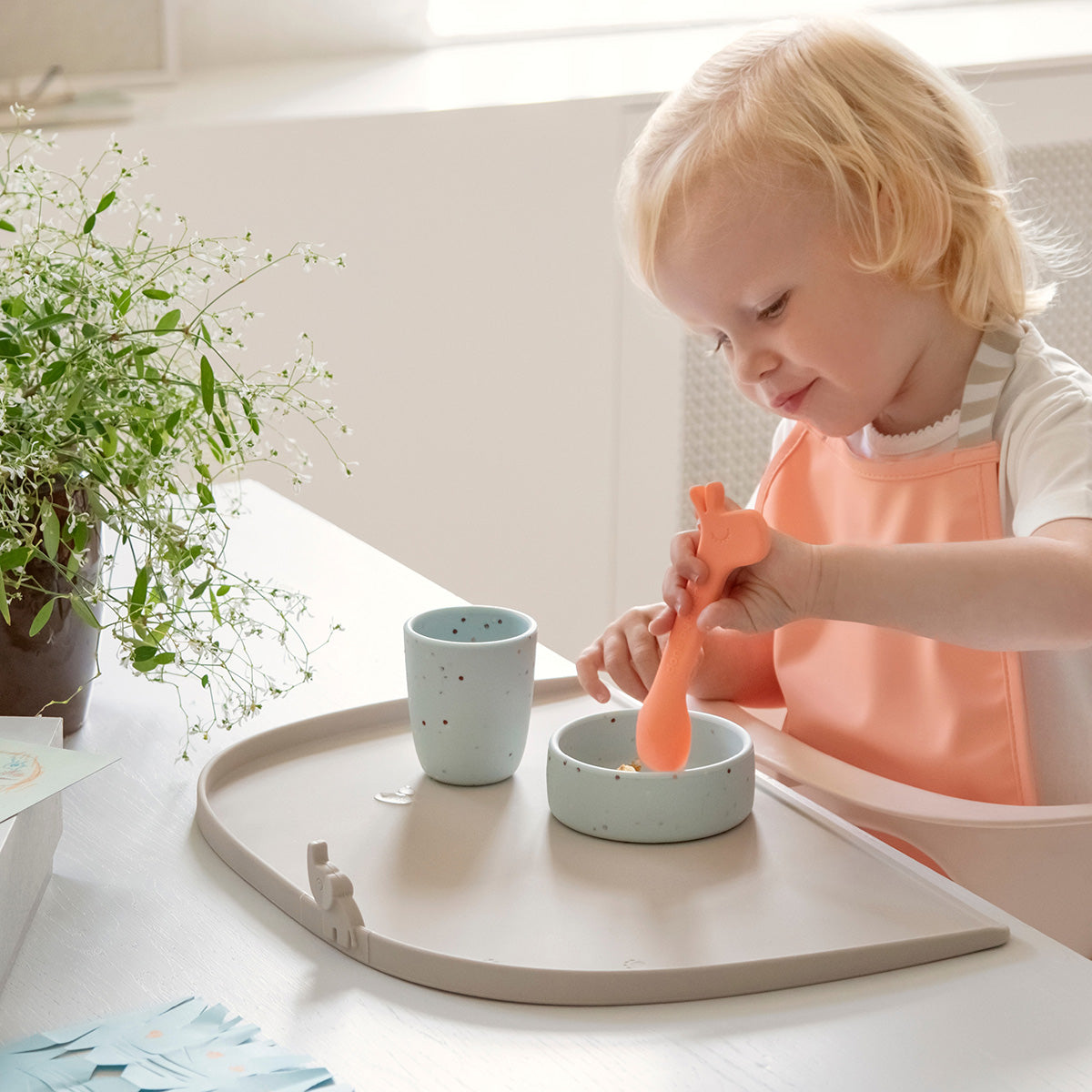 Set de table bord relevé silicone - Elphee - Bleu