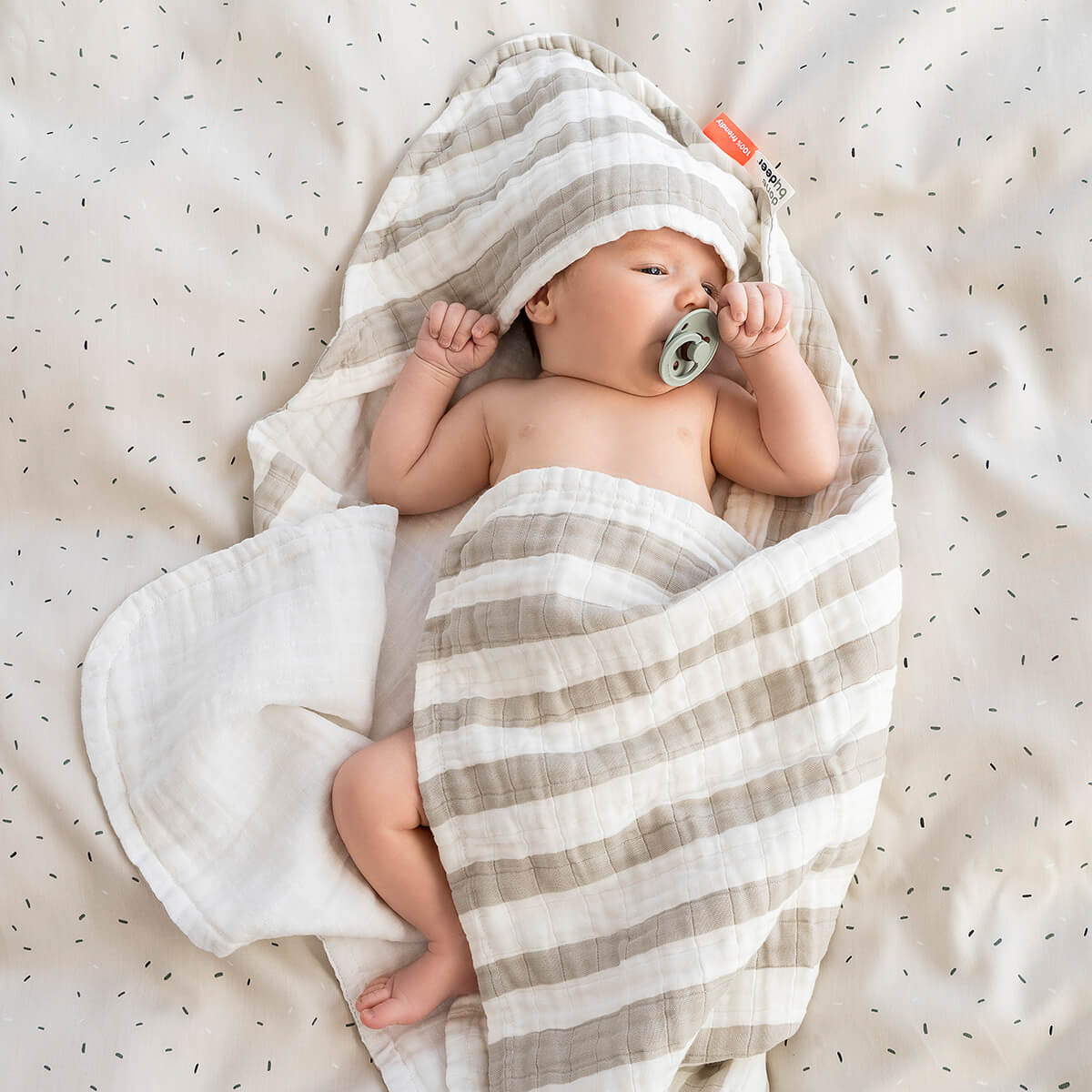 Hooded towel - Stripes - Powder