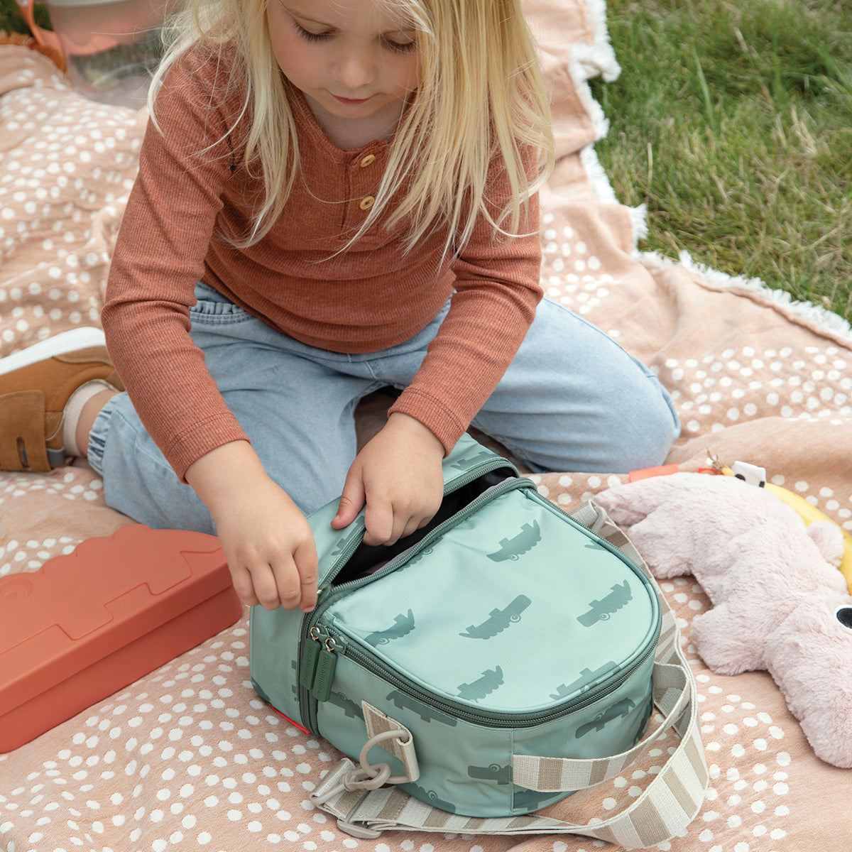 Kids insulated lunch bag - Croco - Green