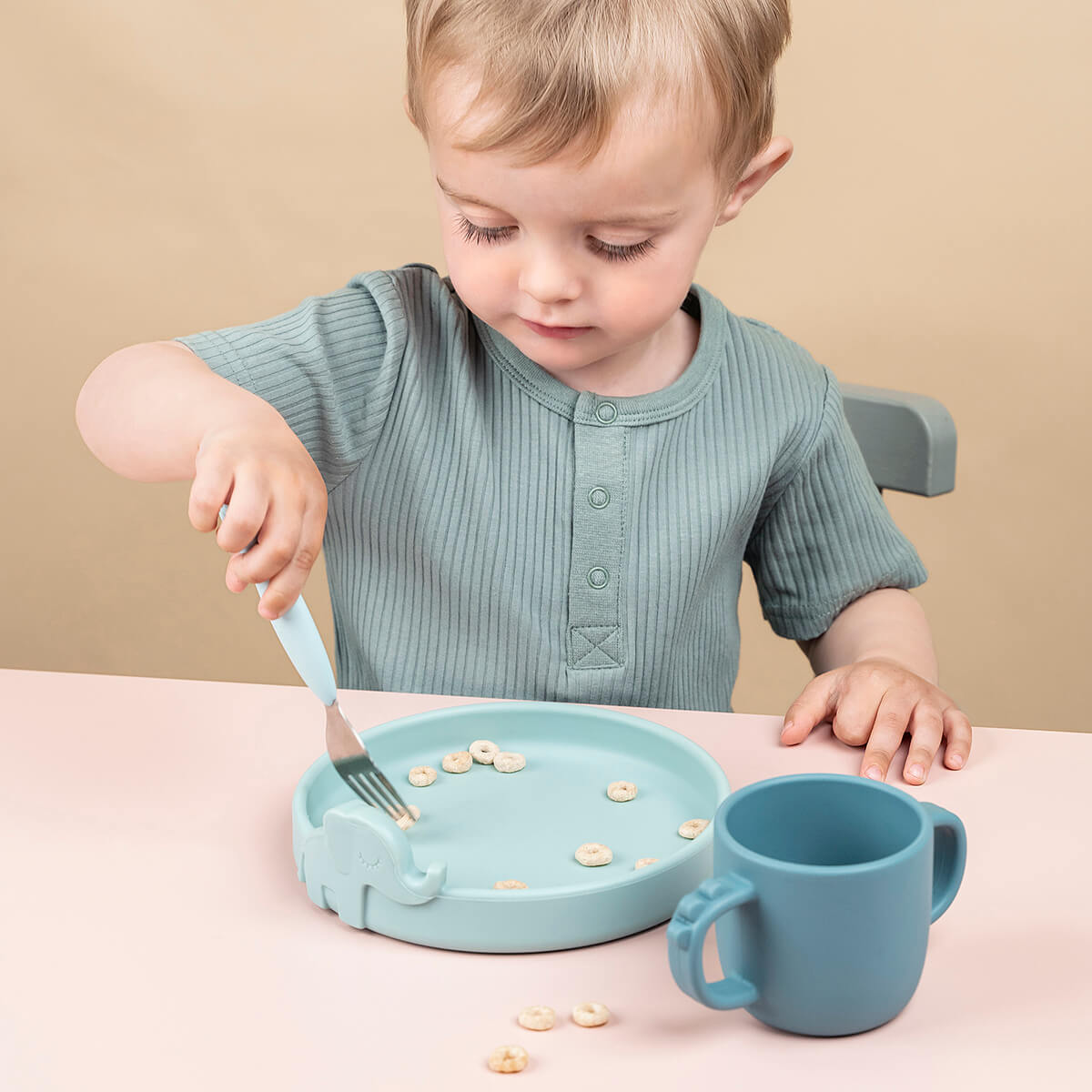 Peekaboo dinner set - Deer friends - Blue