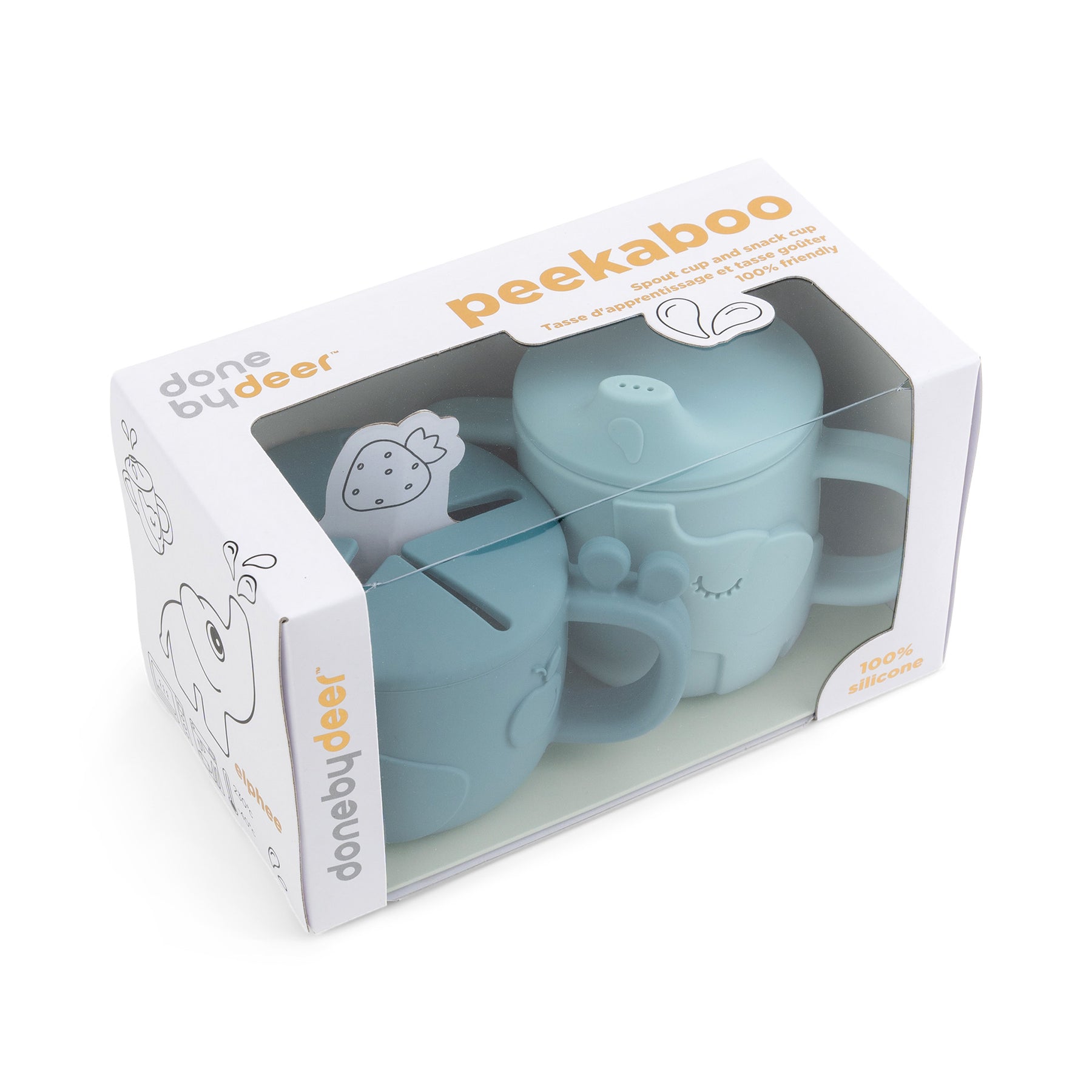 Peekaboo spout/snack cup set - Deer friends - Blue - Packaging