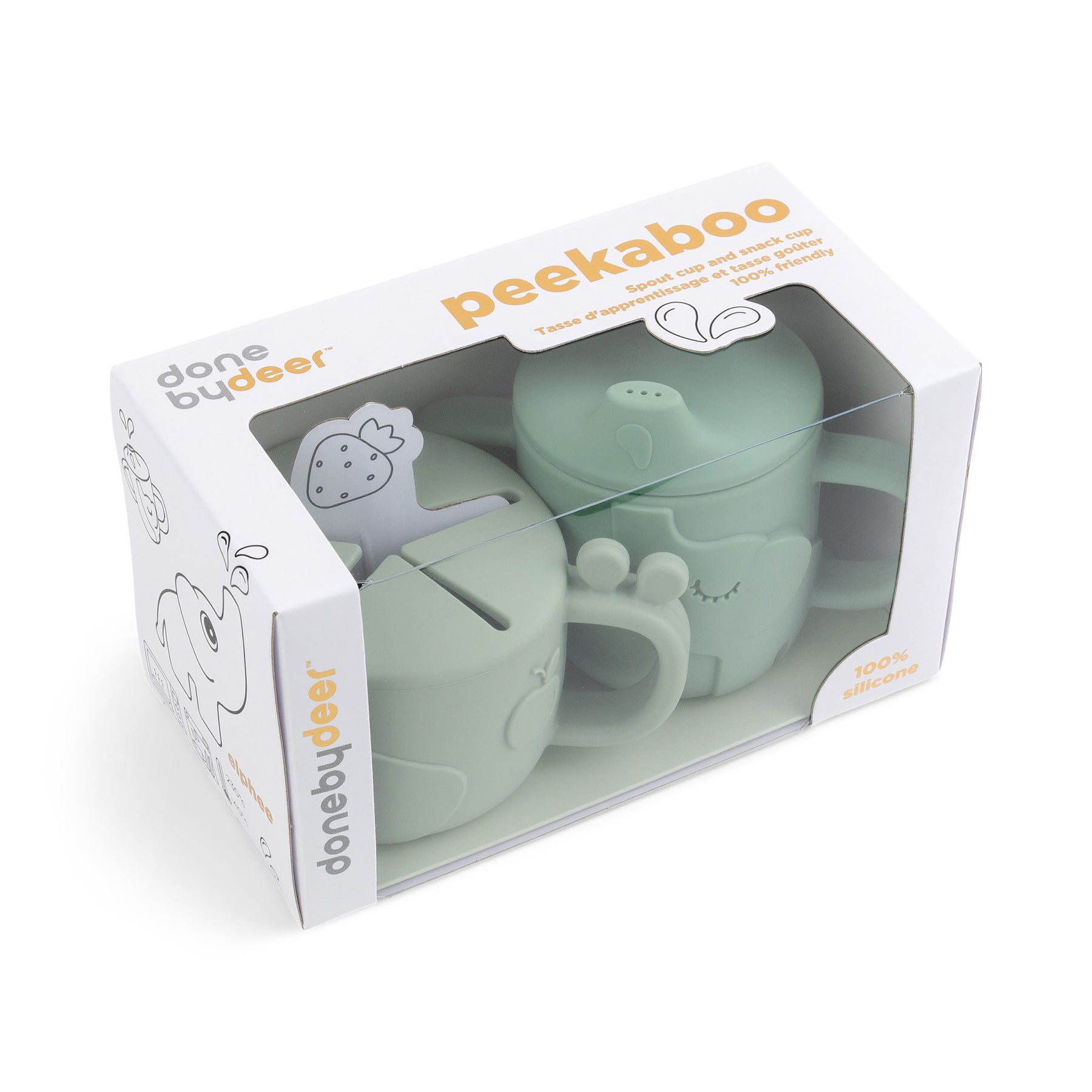 Peekaboo spout/snack cup set - Deer friends - Green - Packaging