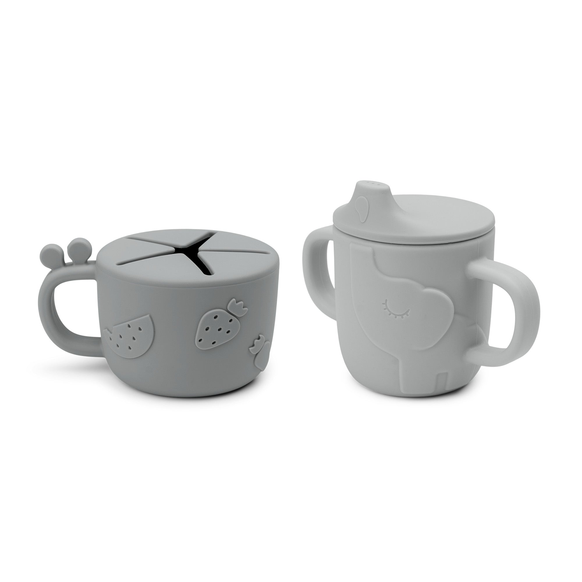 Peekaboo spout/snack cup set - Deer friends - Grey - Front