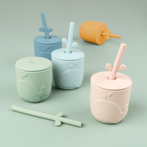 Peekaboo straw cup 2-pack - Wally - Blue - Lifestyle