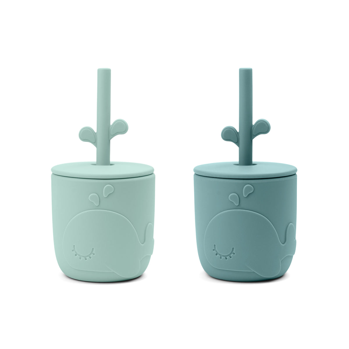 Peekaboo straw cup 2-pack - Wally - Blue - Front