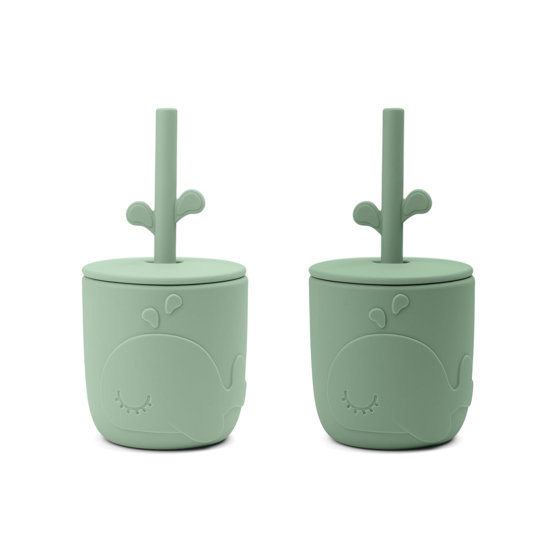 Peekaboo straw cup 2-pack - Wally - Green - Front