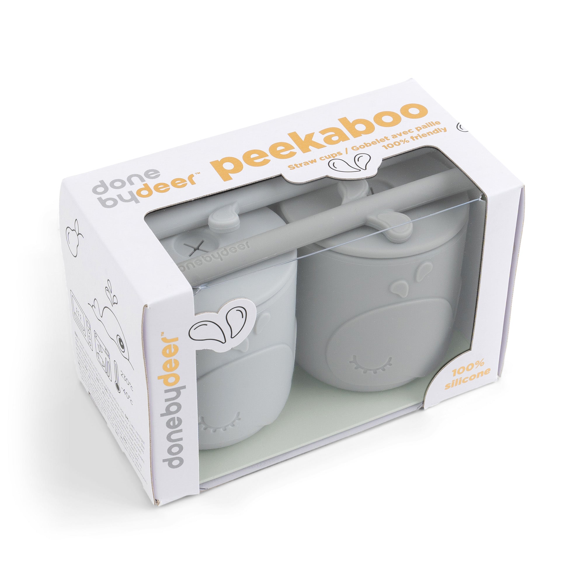 Peekaboo straw cup 2-pack - Wally - Grey - Packaging