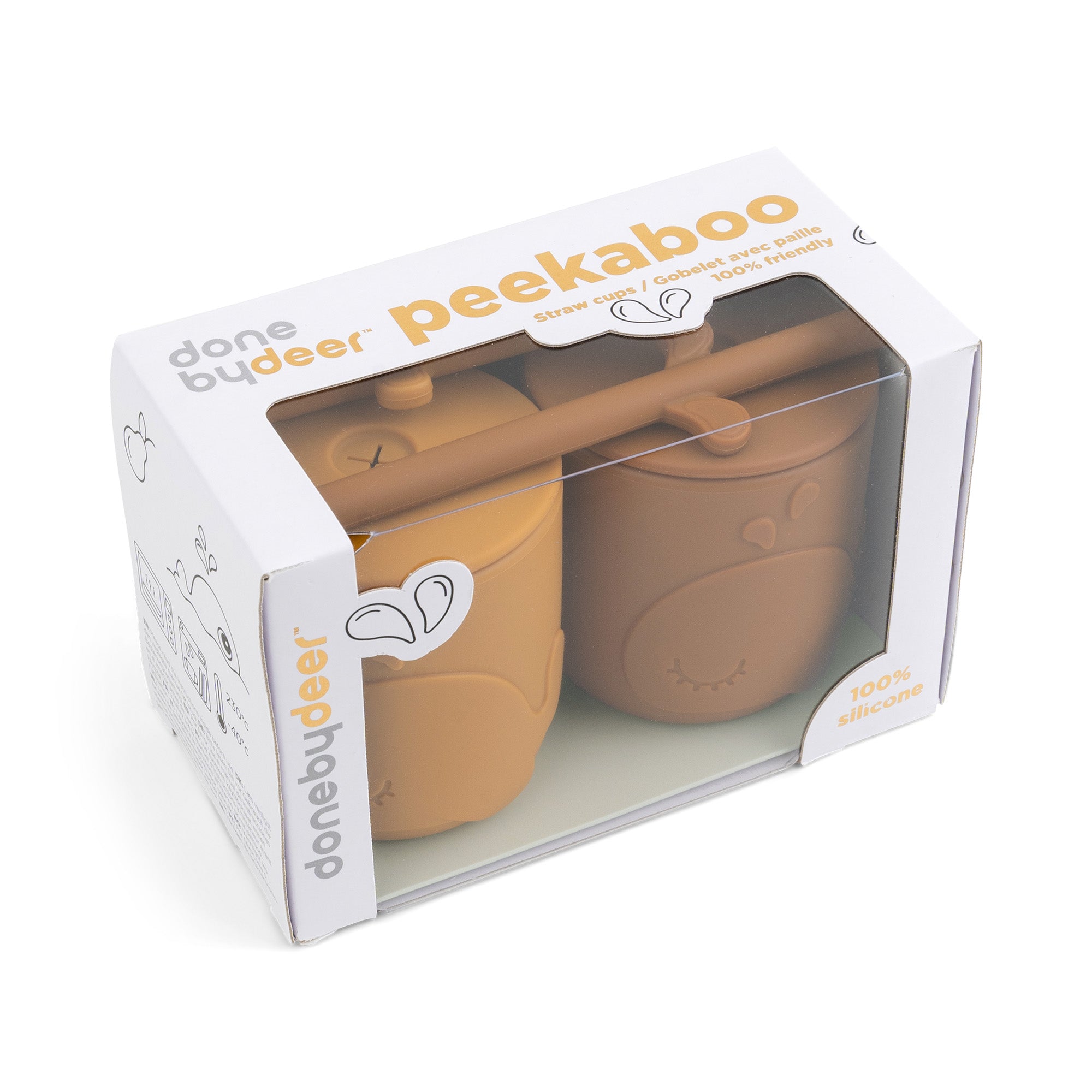 Peekaboo straw cup 2-pack - Wally - Mustard - Packaging