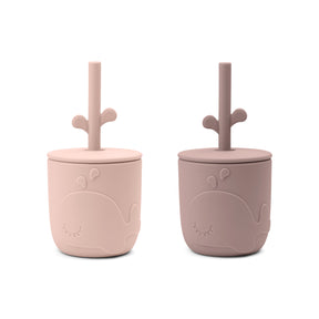 Peekaboo straw cup 2-pack - Wally - Powder - Front