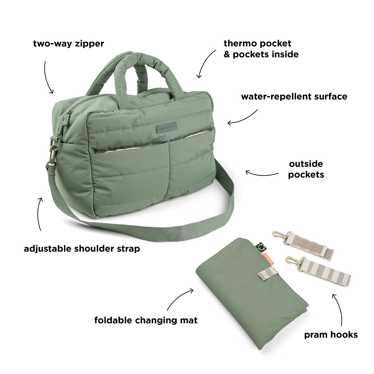 Quilted changing bag - Green