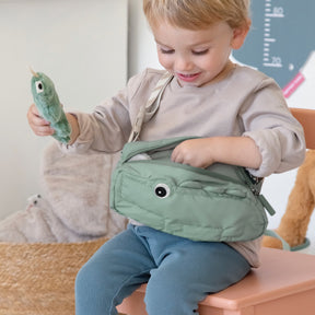 Quilted cross-over kids bag - Croco - Green