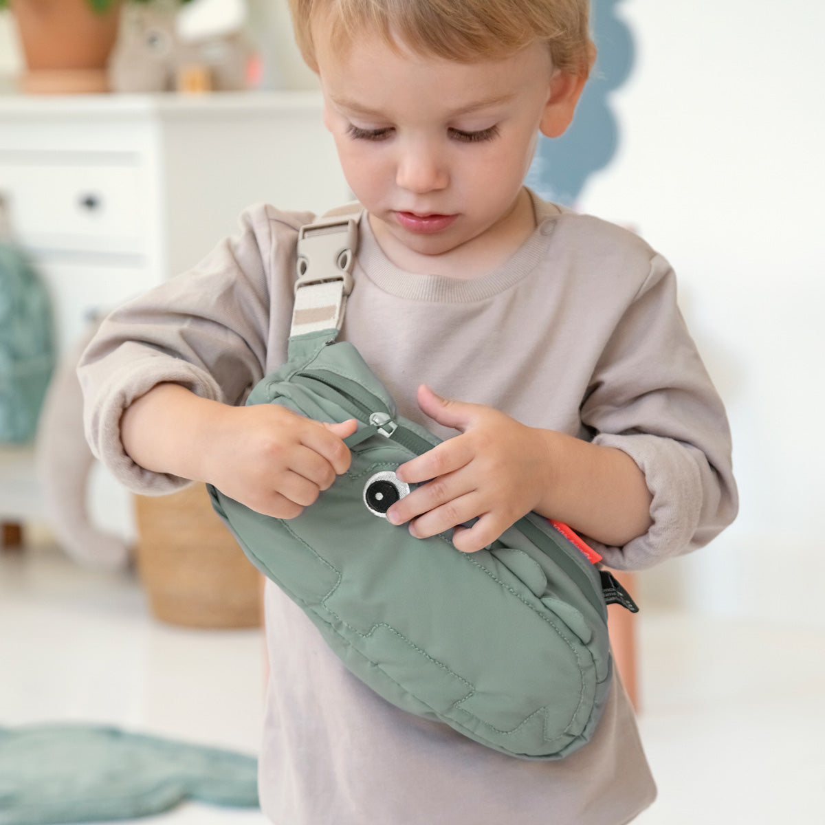 Sac banane matelassé enfant - Croco - Vert