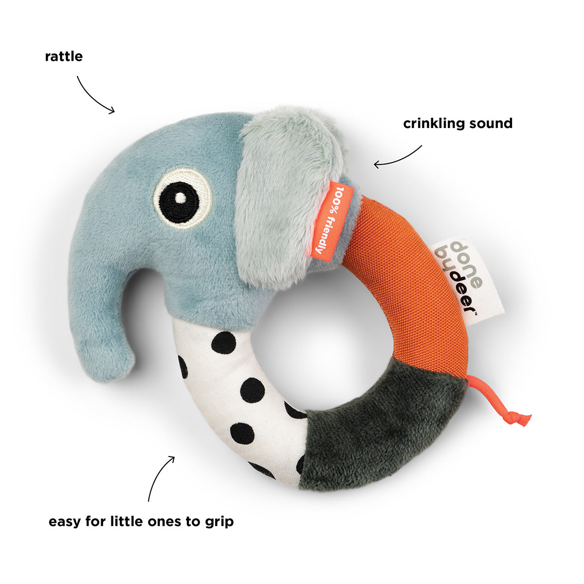 Sensory ring rattle - Elphee - Blue