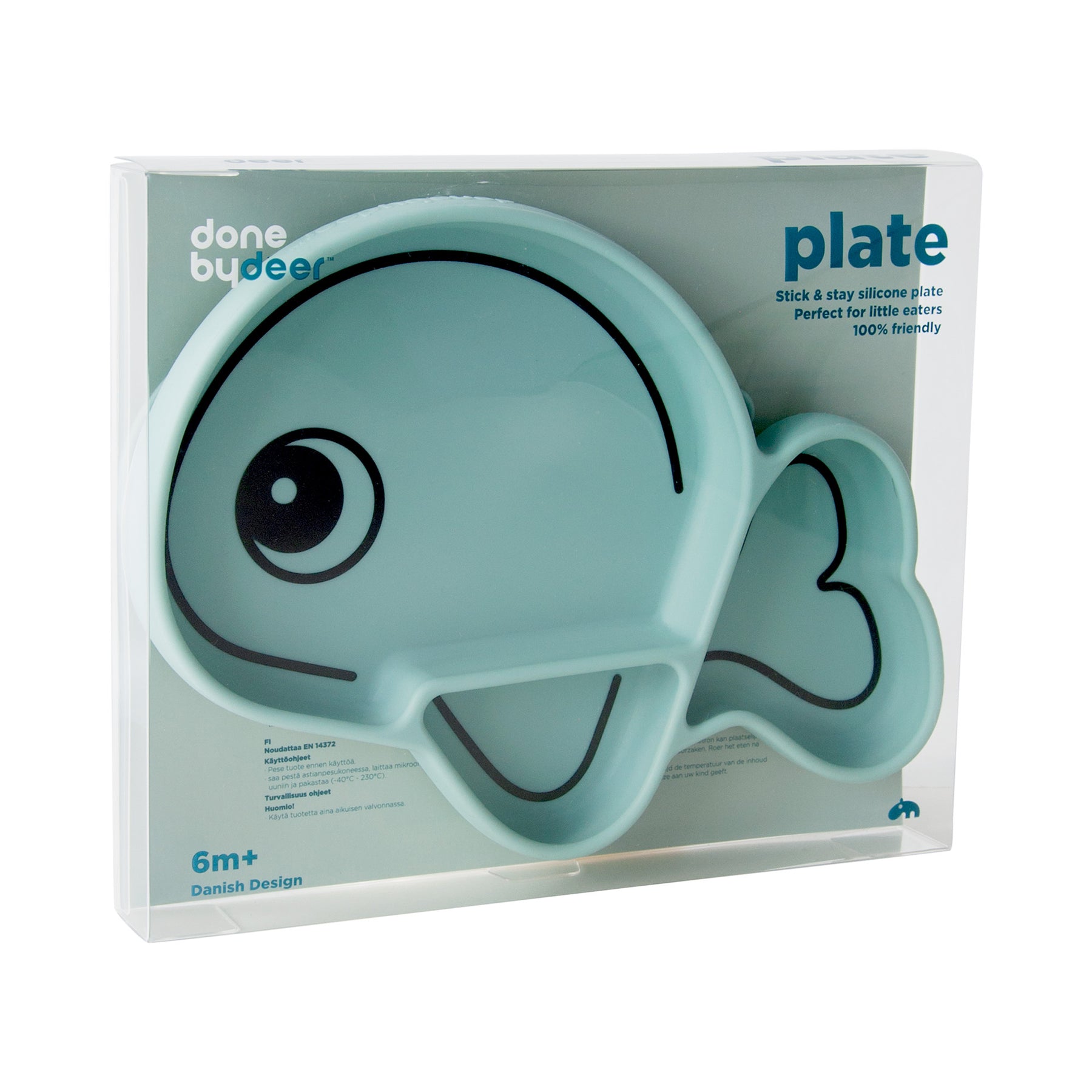 Silicone Stick & Stay plate - Wally - Blue - Packaging