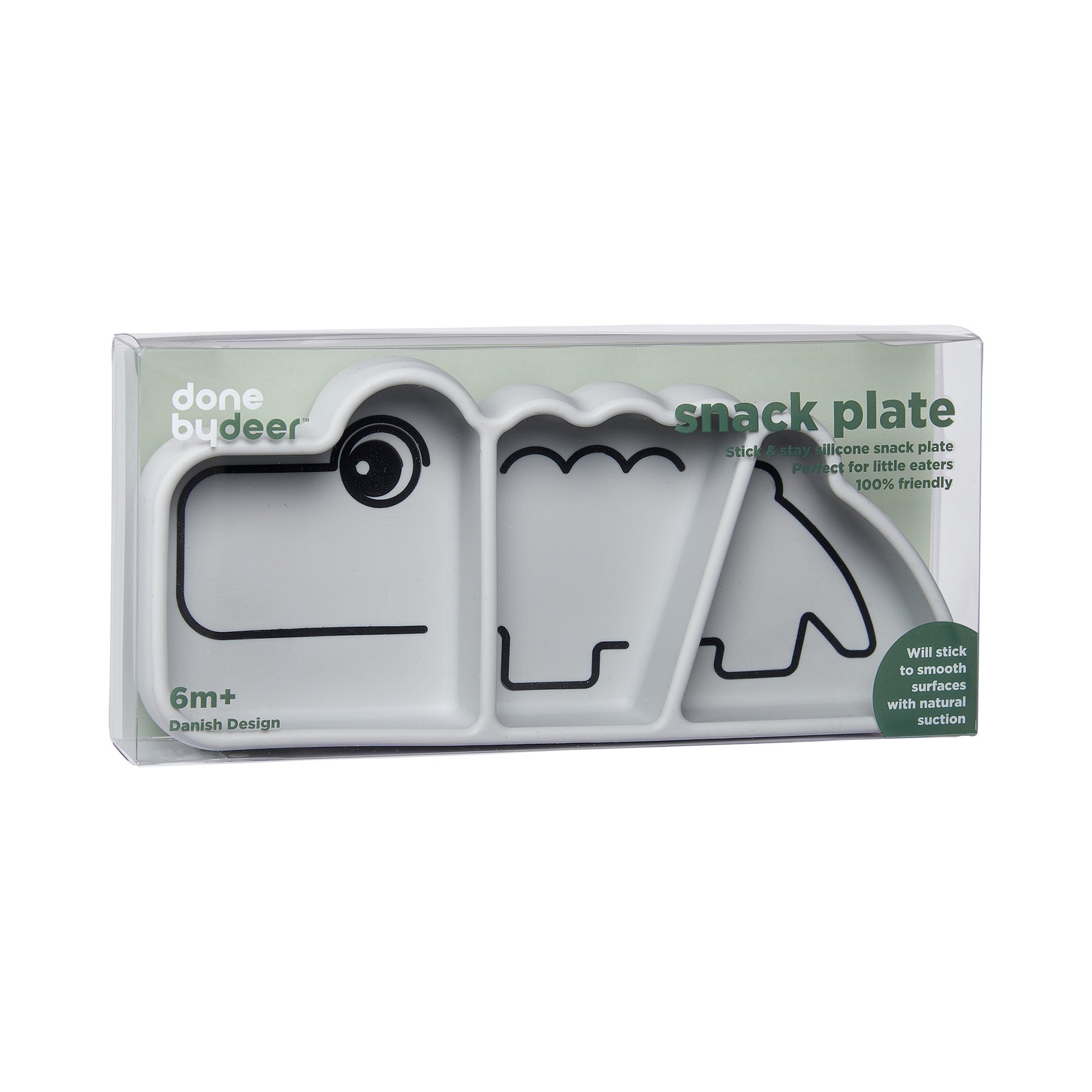 Silicone Stick & Stay snackplate - Croco - Grey - Packaging