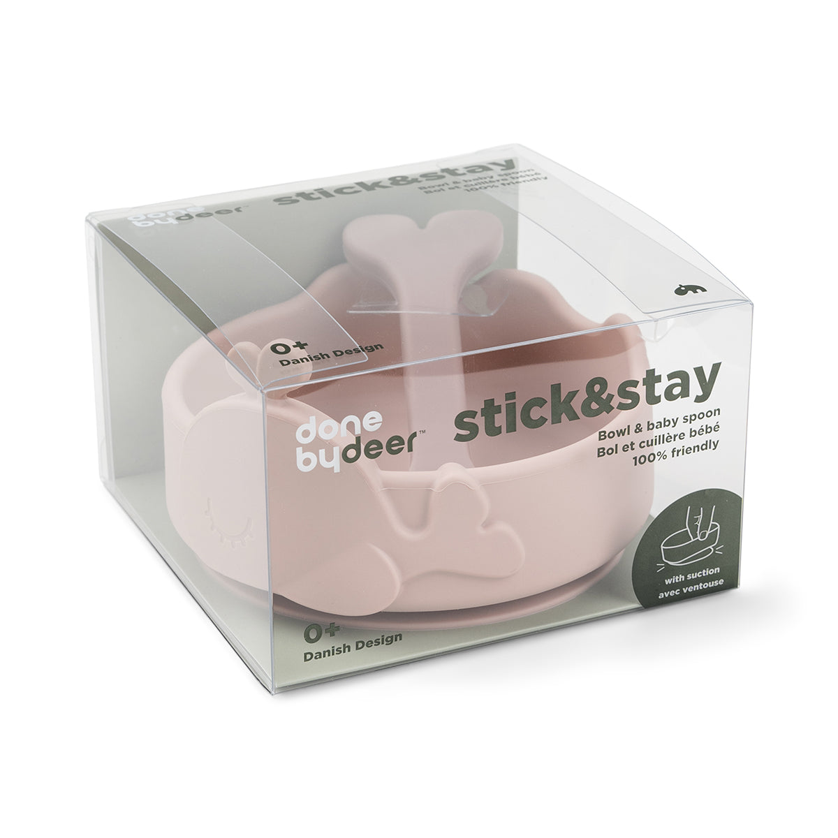 Silicone Stick&Stay bowl & baby spoon - Wally - Powder