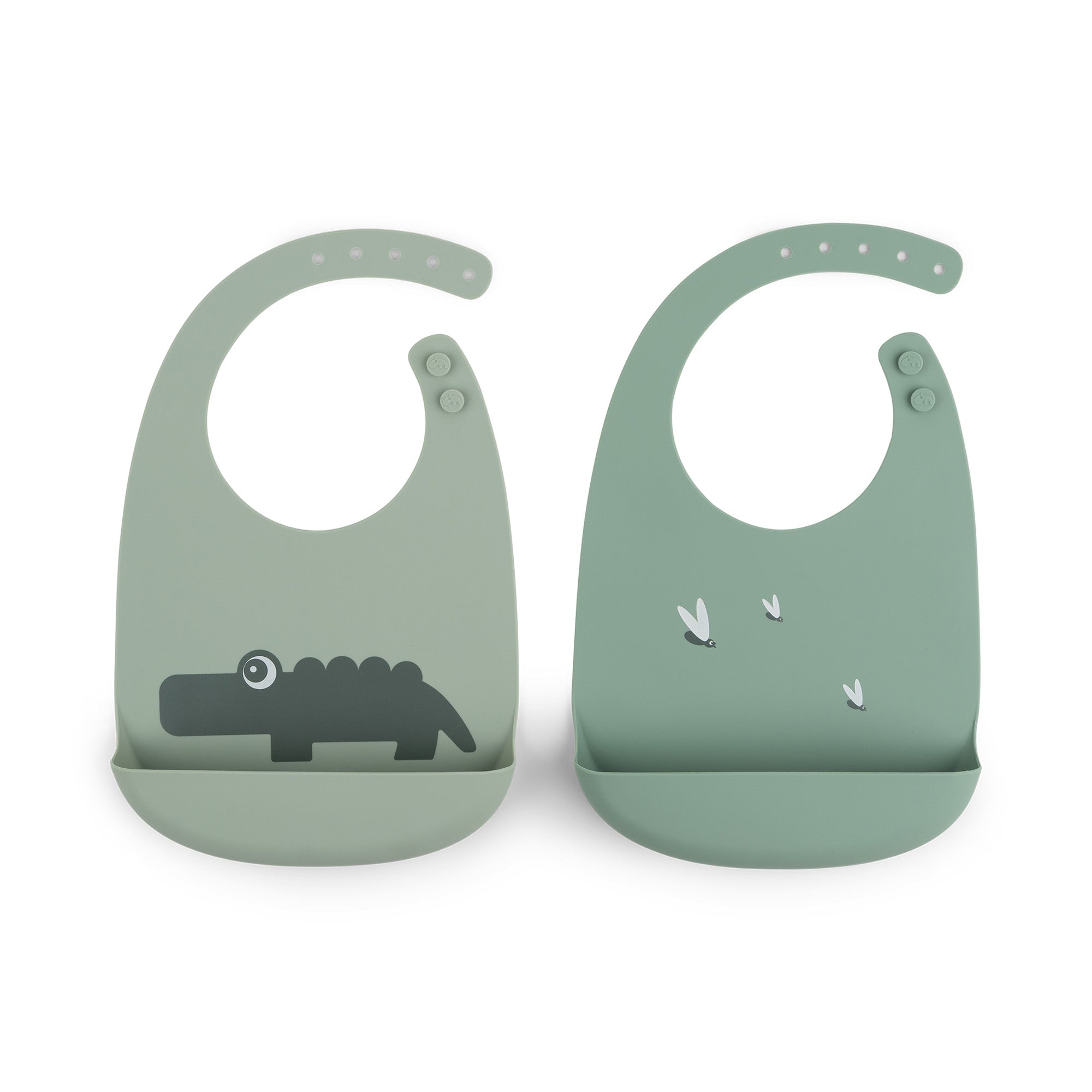 Done by Deer - Silicone bib 2-pack - Croco - Green