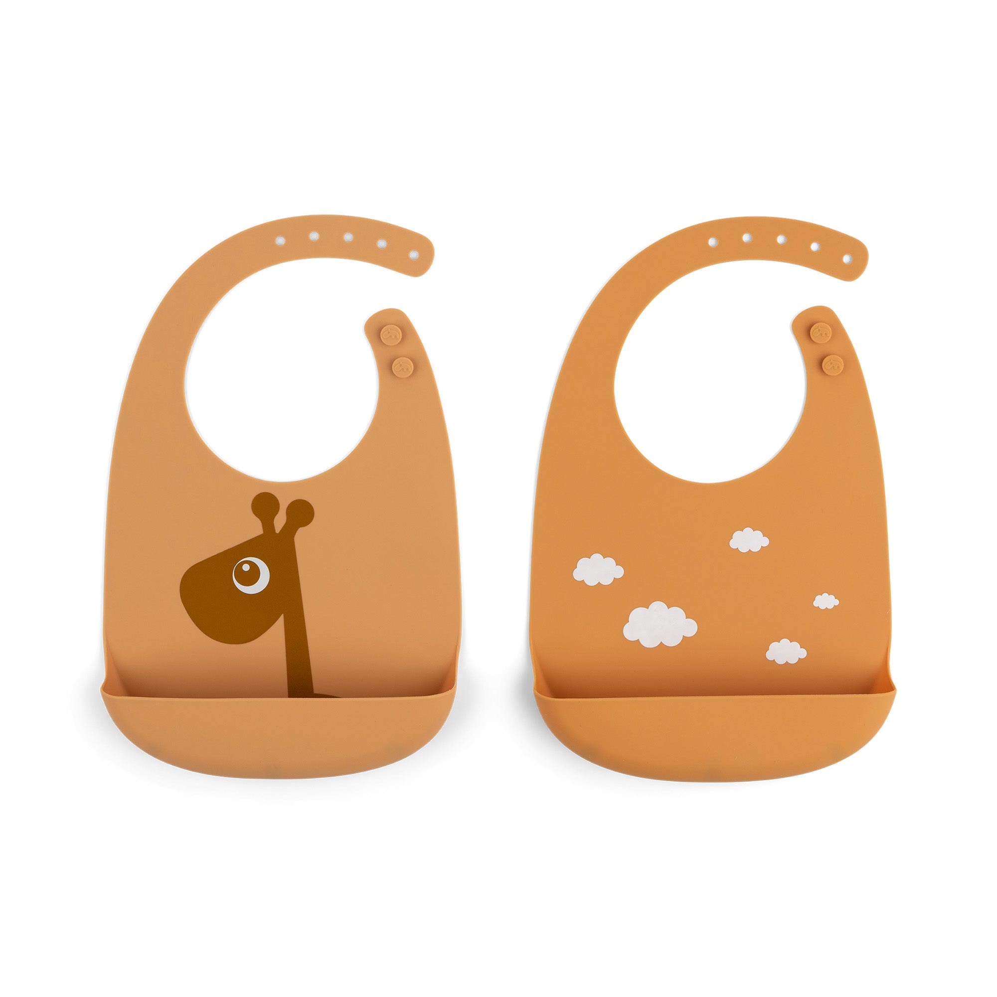 Silicone bib 2-pack - Raffi - Mustard - Front