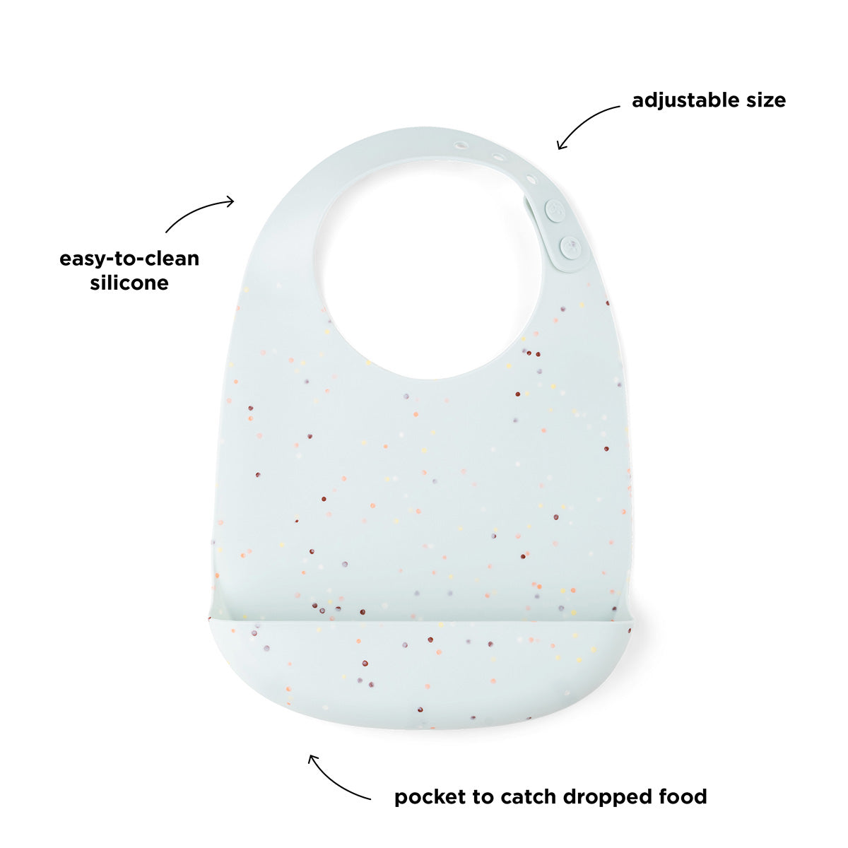 Silicone bib - Confetti - Blue