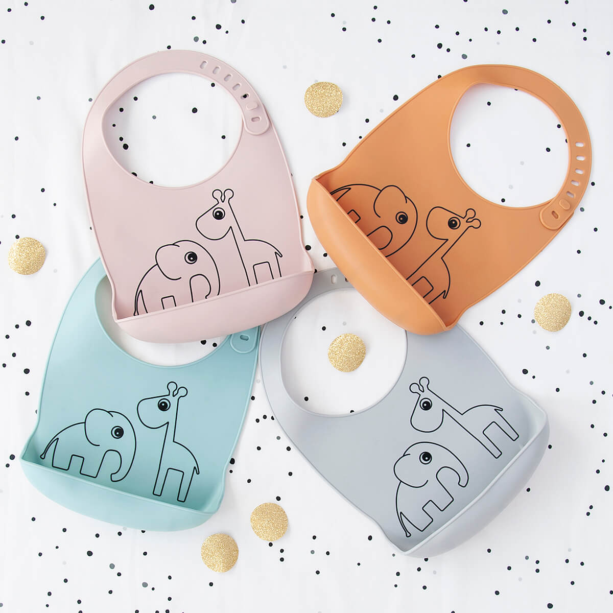 Silicone bib - Deer friends - Blue