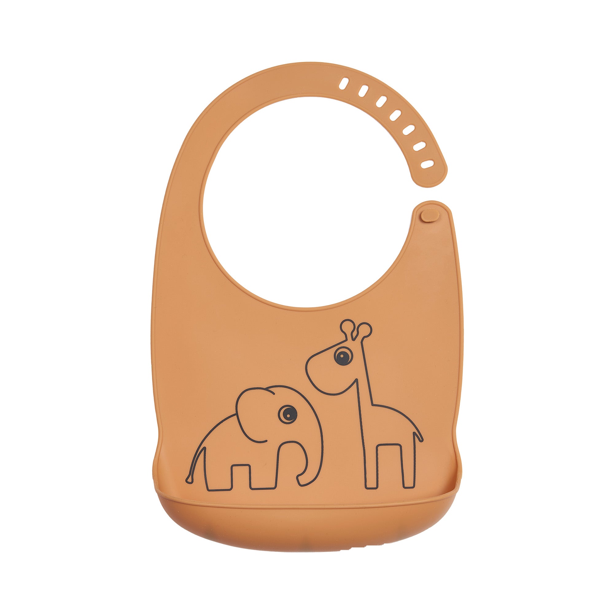 Silicone bib - Deer friends - Mustard - Front