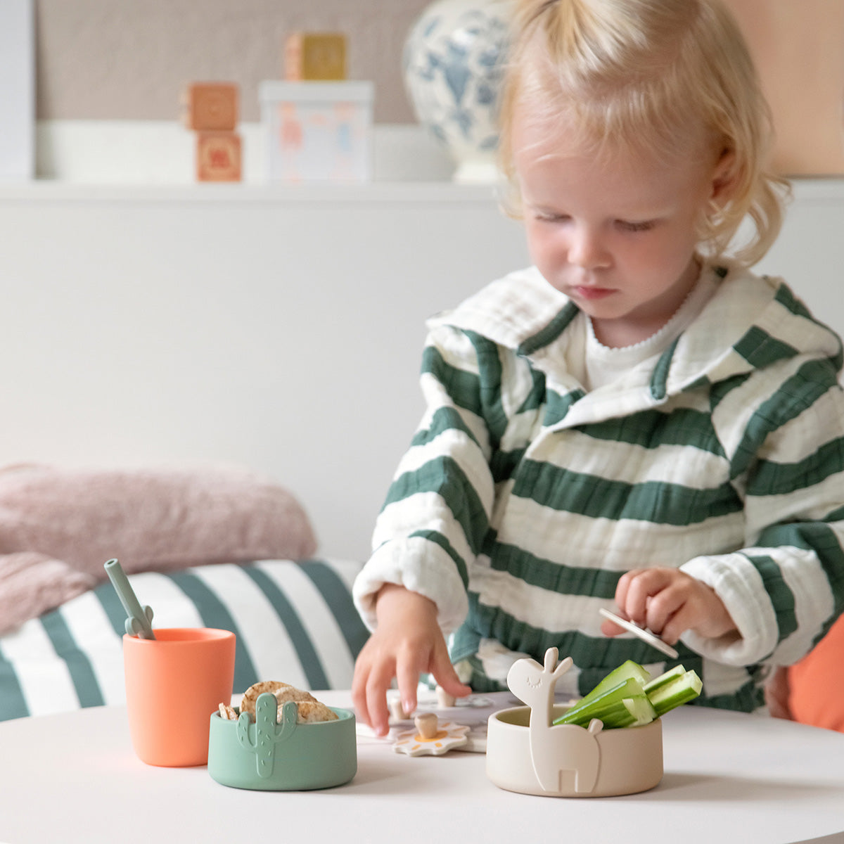 Silicone bowl set 2 pcs - Lalee - Sand/Green