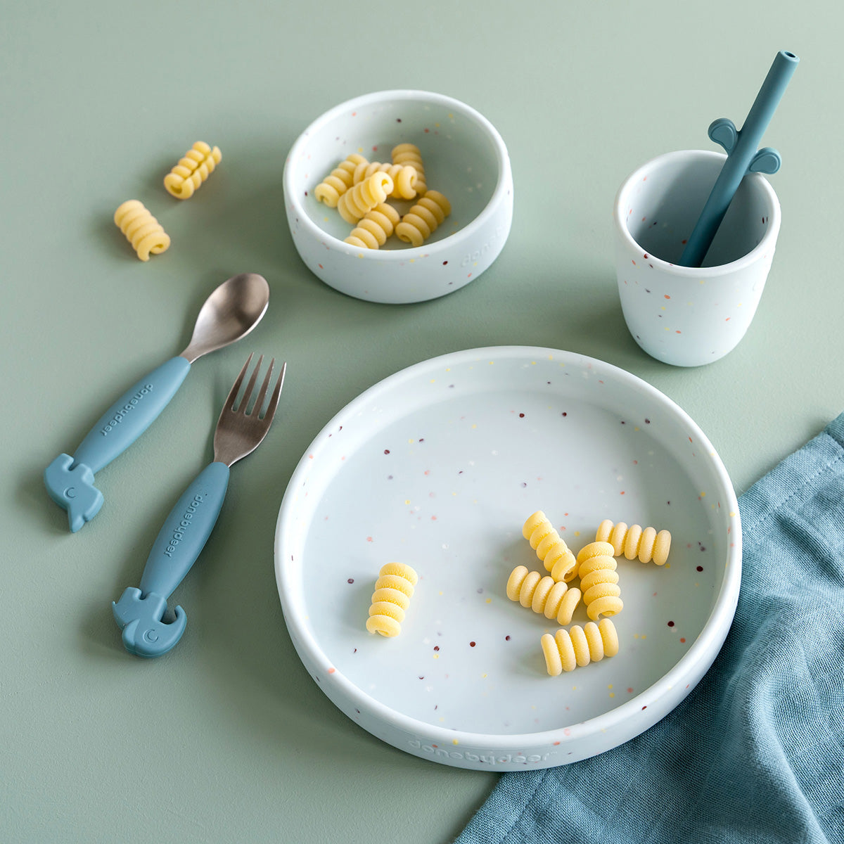 Silicone dinner set - Confetti - Blue