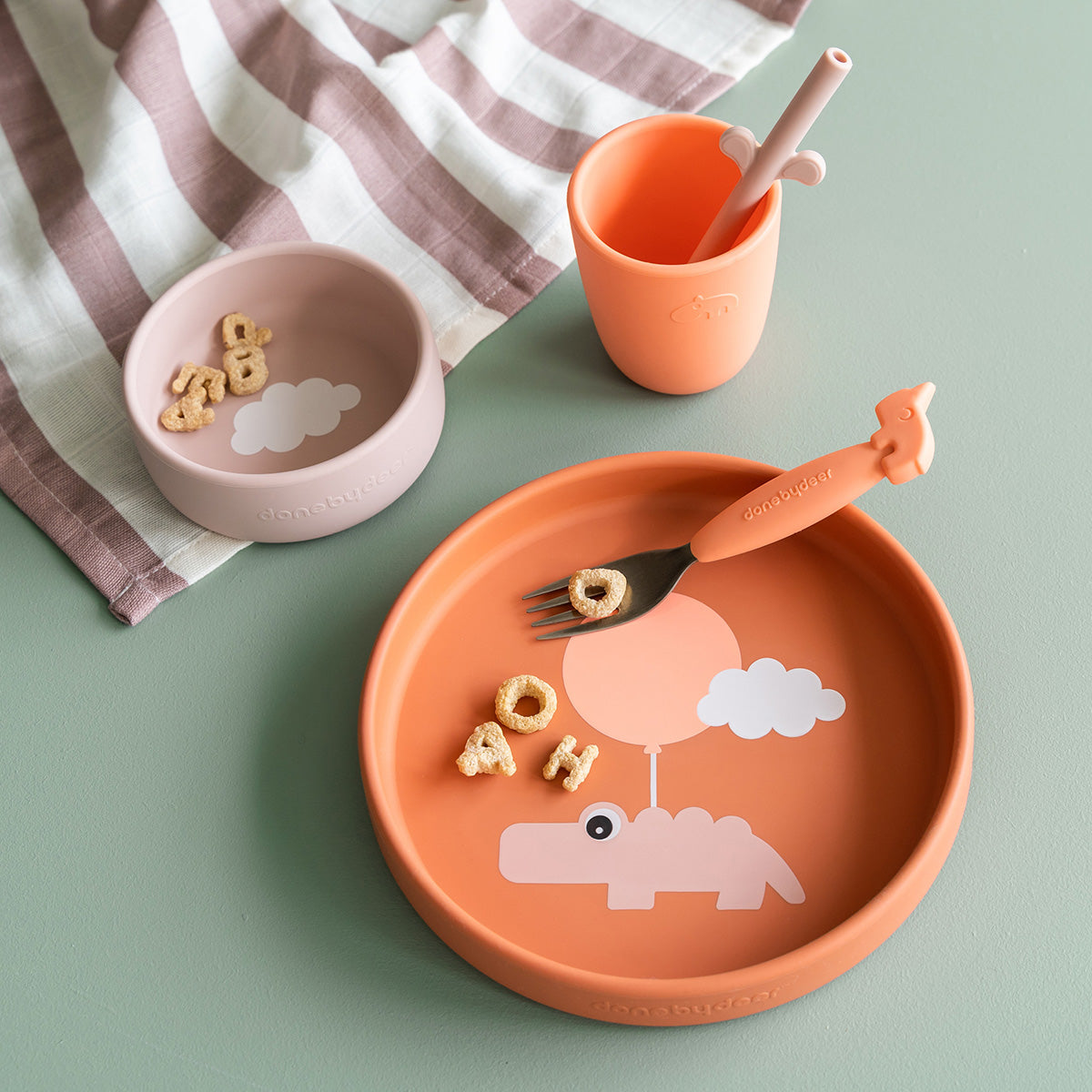 Coffret repas en silicone - Happy clouds - Papaye