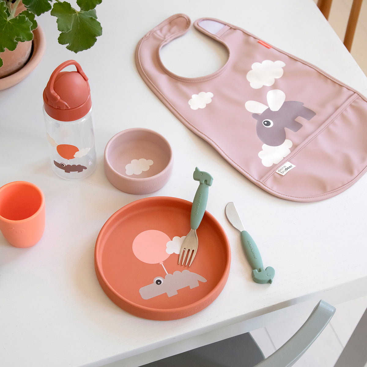 Coffret repas en silicone - Happy clouds - Papaye