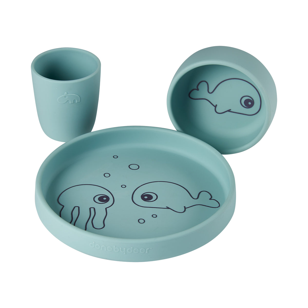 Silicone dinner set - Sea friends - Blue - Front