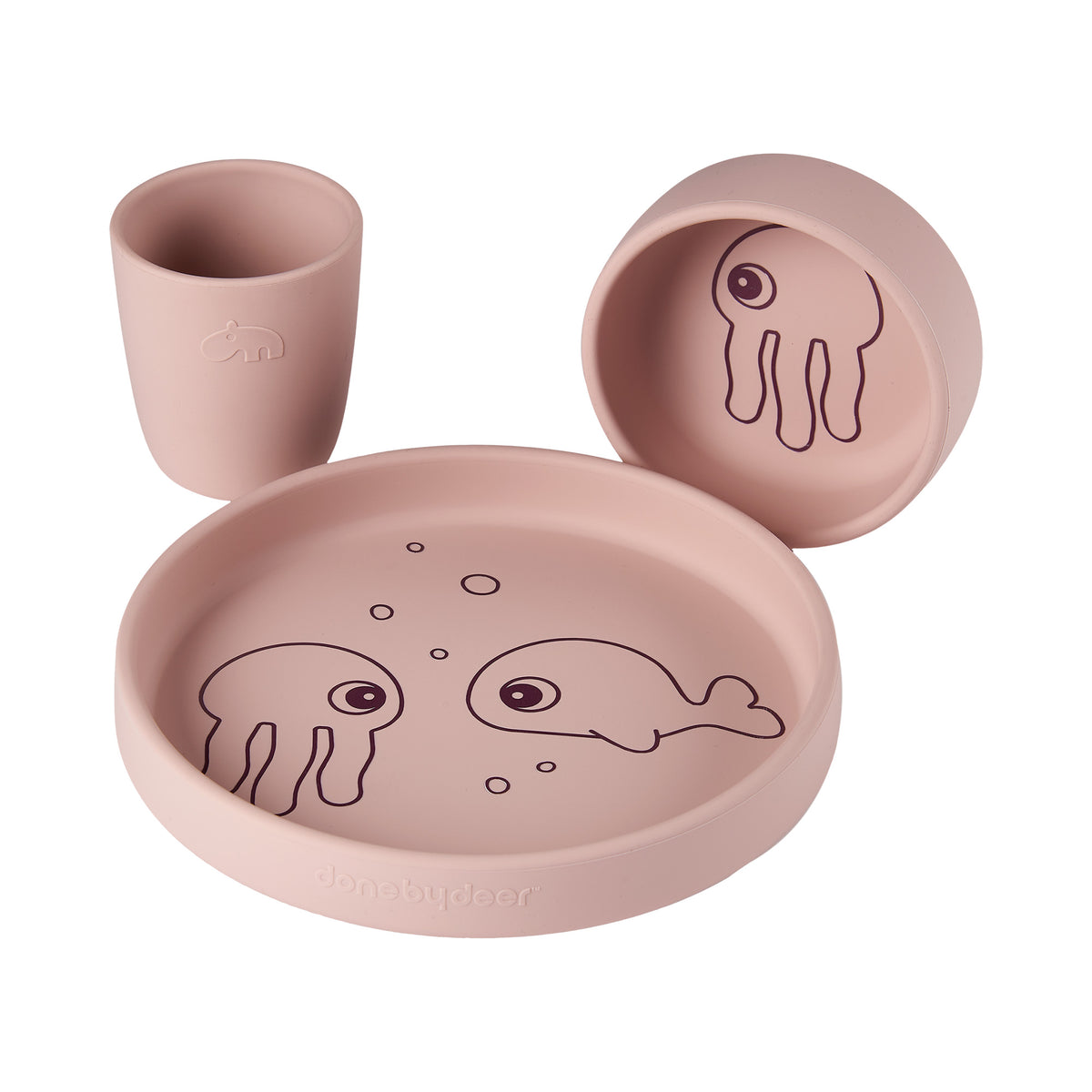 Silicone dinner set - Sea friends - Powder - Front