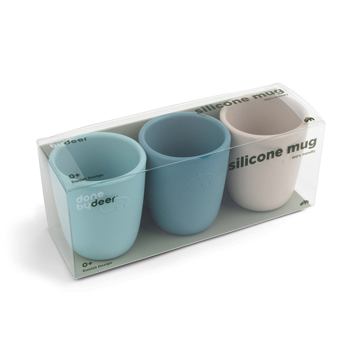 Silicone mini mug 3-pack - Blue mix - Packaging