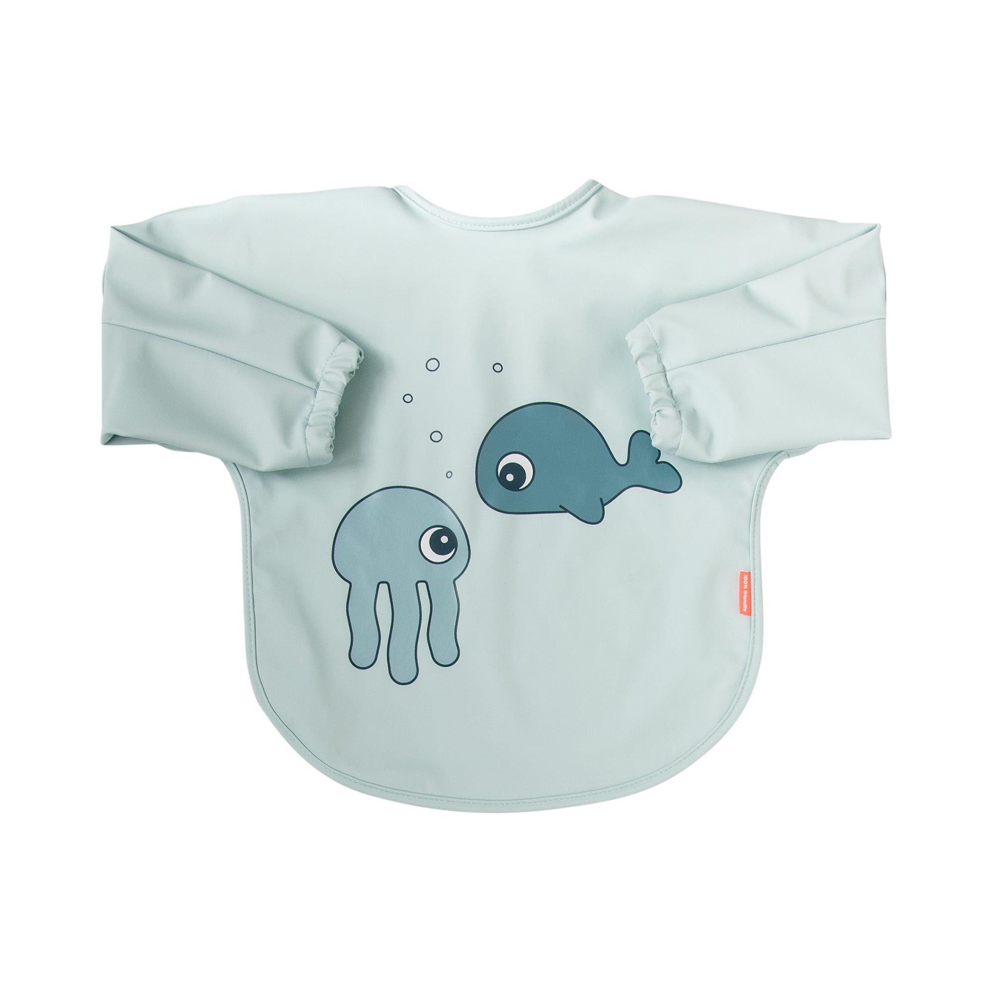 Sleeved bib 6-18m - Sea friends - Blue - Front