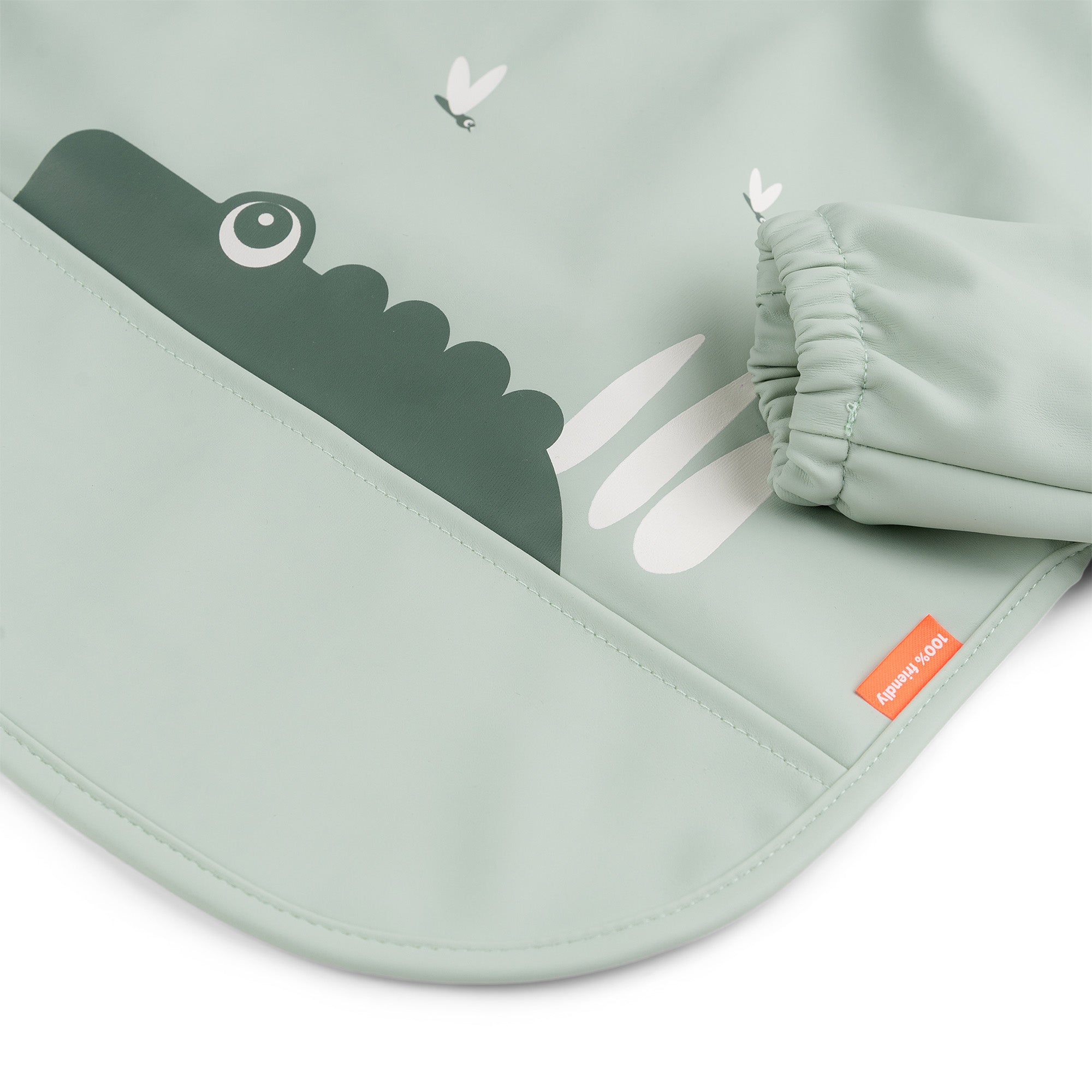 Sleeved pocket bib - Croco - Green - Detail