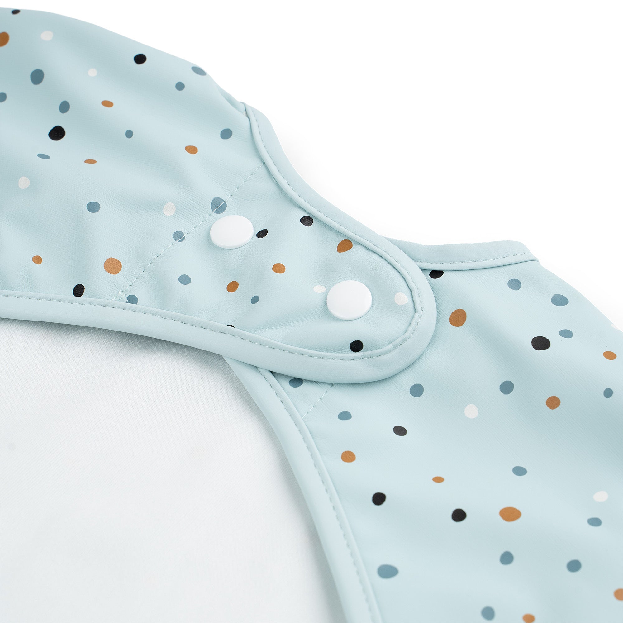 Sleeved pocket bib - Happy dots - Blue - Detail