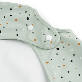 Sleeved pocket bib - Happy dots - Green - Detail
