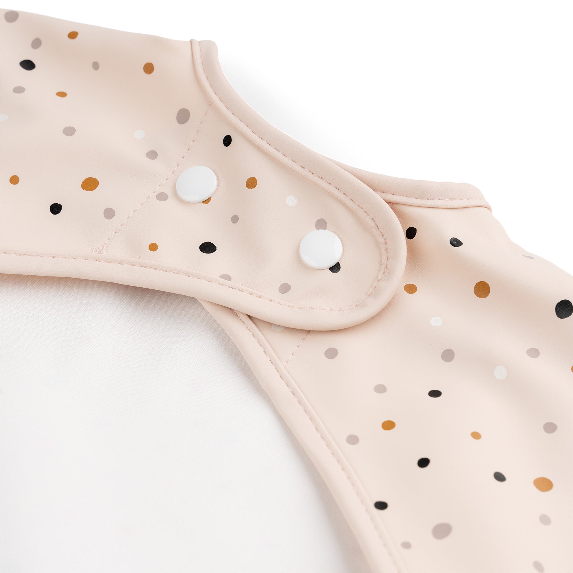 Sleeved pocket bib - Happy dots - Powder - Detail