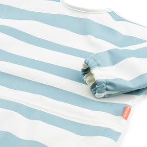 Sleeved pocket bib - Stripes - Blue